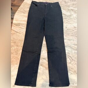 Gloria Vanderbilt Amanda Jeans 4 Petite Short Black Straight Leg Stretch Denim